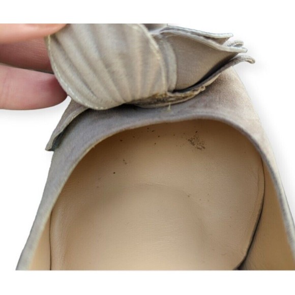 Taryn Rose Gray Flower Suede Pumps Peep Toe Chunky Heel Leather Rose Heels 37 - Picture 11 of 11